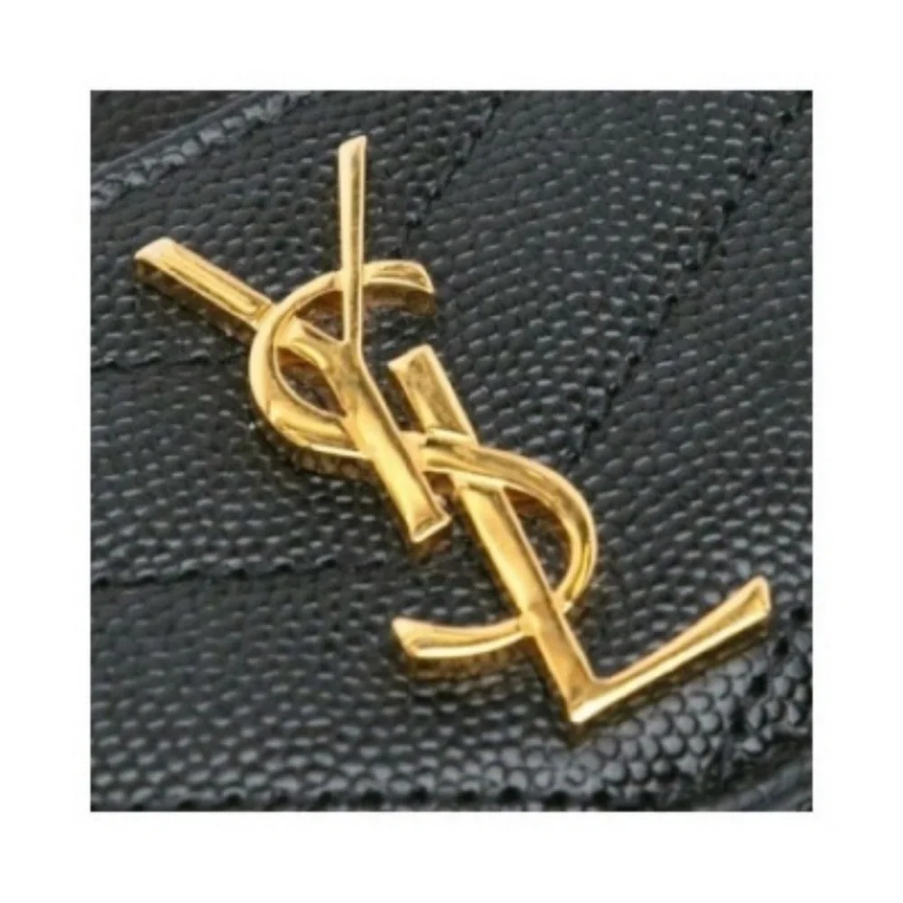 Yves Saint Laurent Black Card Holder with Gold Logo - Picture 4 of 5